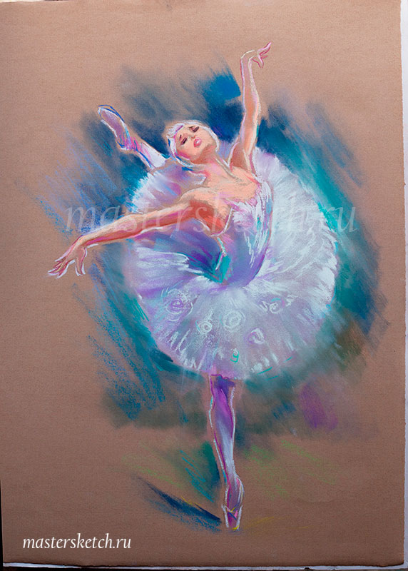 Балерина, рисунок пастелью